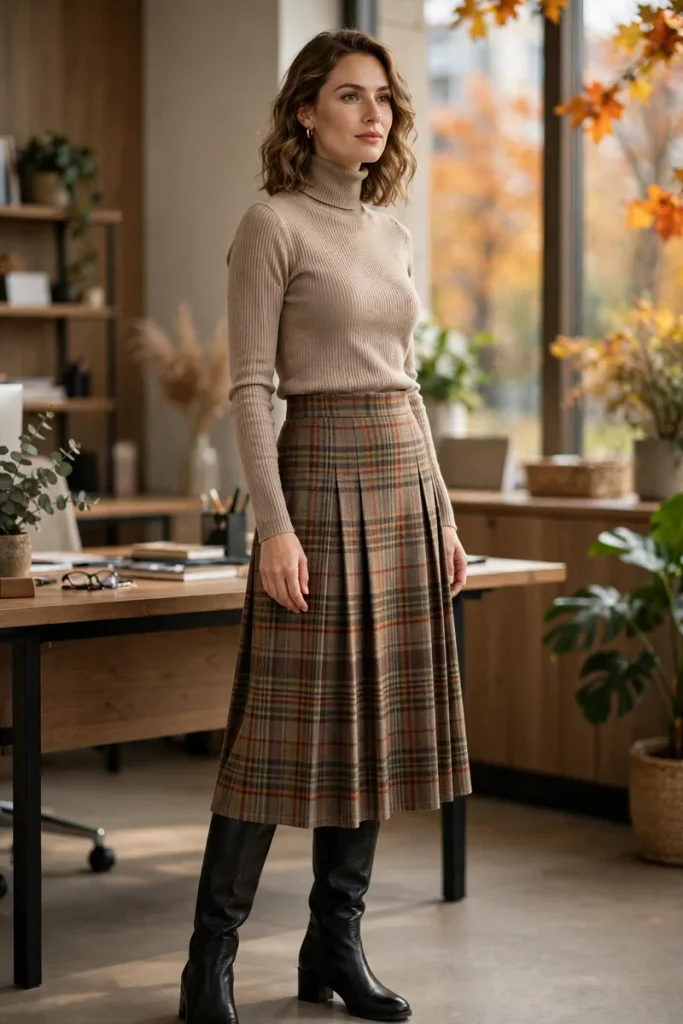 bc 16 turtleneck midi skirt knee boots