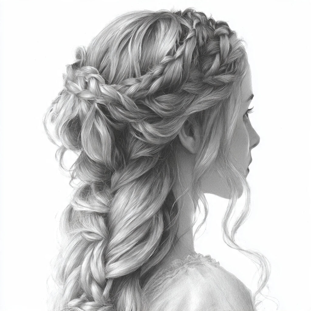 15 Hairstyles Drawing Ideas That Will Instantly Upgrade Your Sketch Game (Yes, Even If You’re Lazy) 7 braided crown for hairstyles drawing ideas