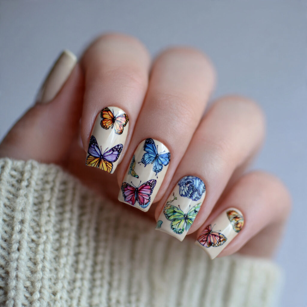 16 Summer Nails for Kids That Are So Cute You’ll Want Them Too 8 butterfly nails