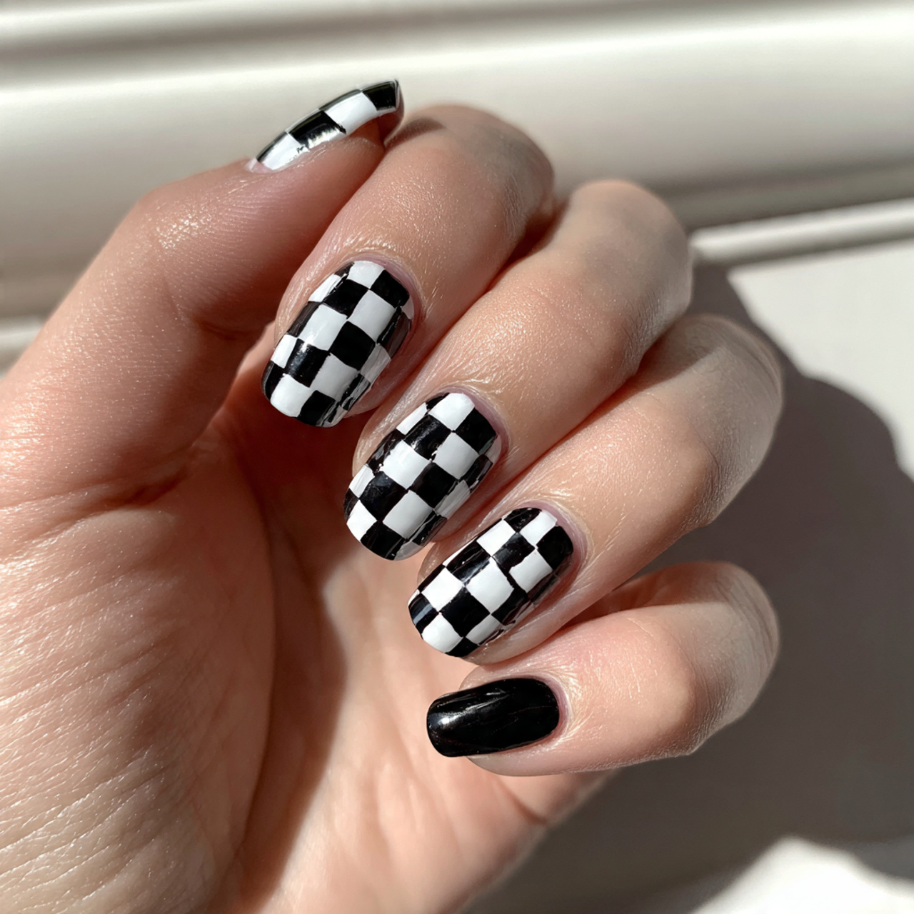 14 Checkered Summer Nails That Are So Cute, You’ll Want a New Mani Every Week 2 classic black white checkered nails