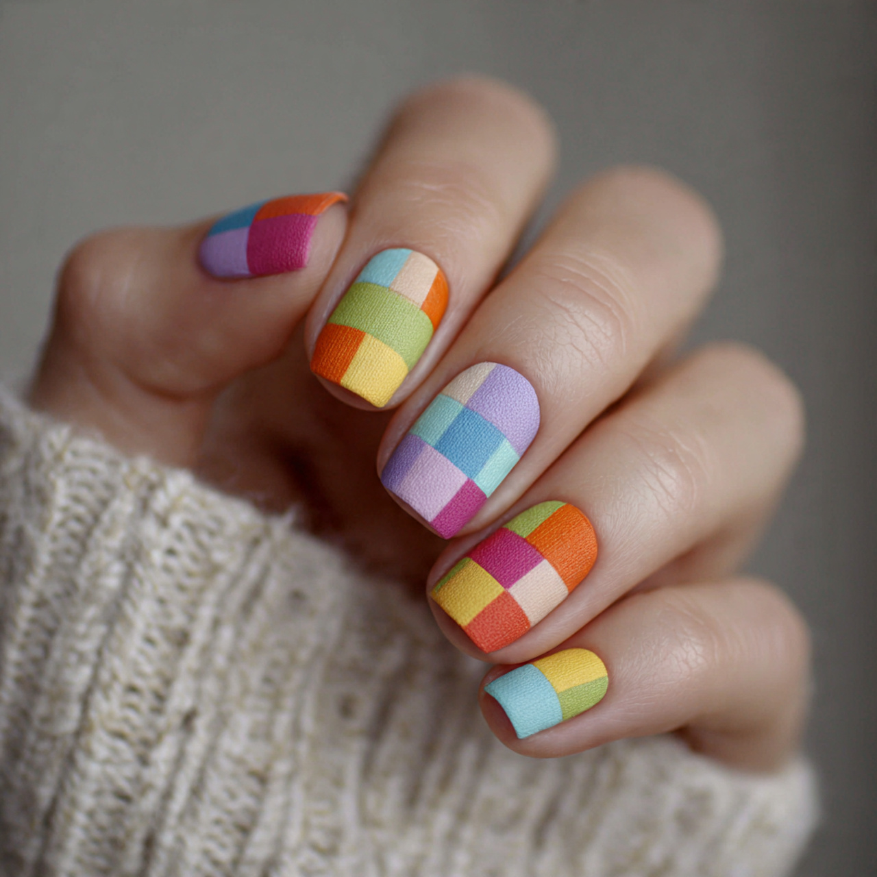 14 Checkered Summer Nails That Are So Cute, You’ll Want a New Mani Every Week 13 color block checkered nails