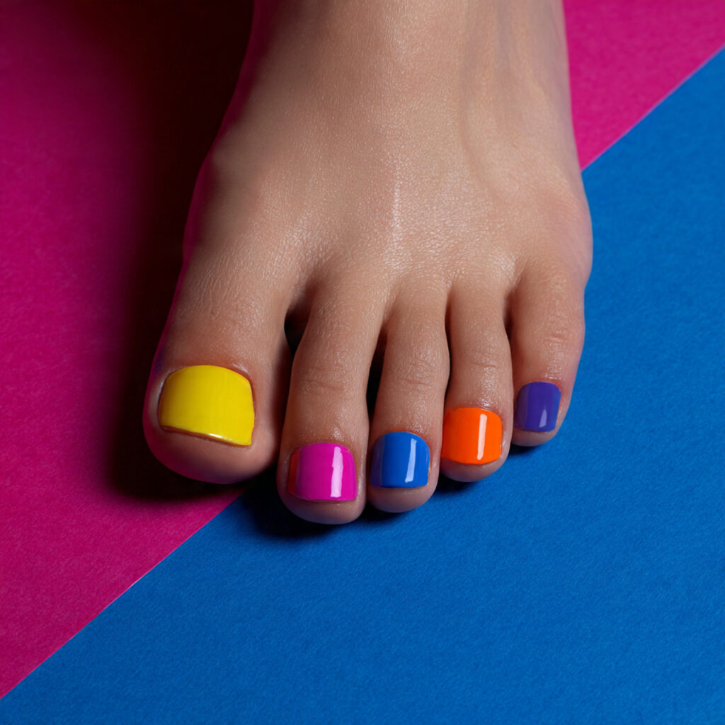 15 Summer Toe Nails That’ll Instantly Upgrade Your Vibe (Yes, Even in Flip-Flops) 13 color blocking toe nails