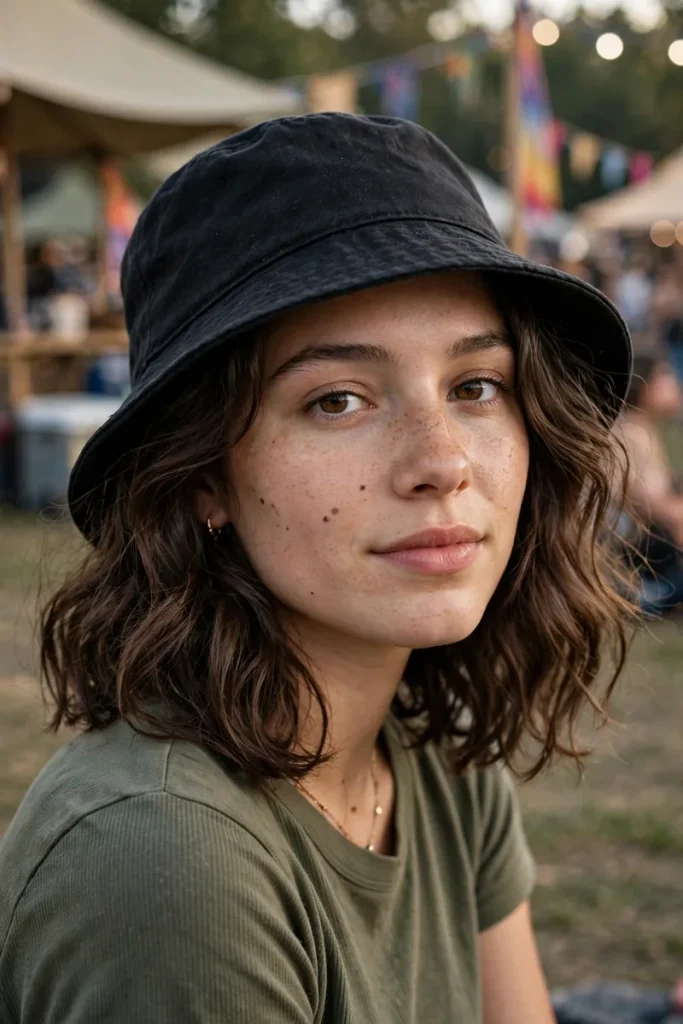 15 Concert Hairstyle Ideas for Every Music Genre 7 concert 06 hat friendly low waves