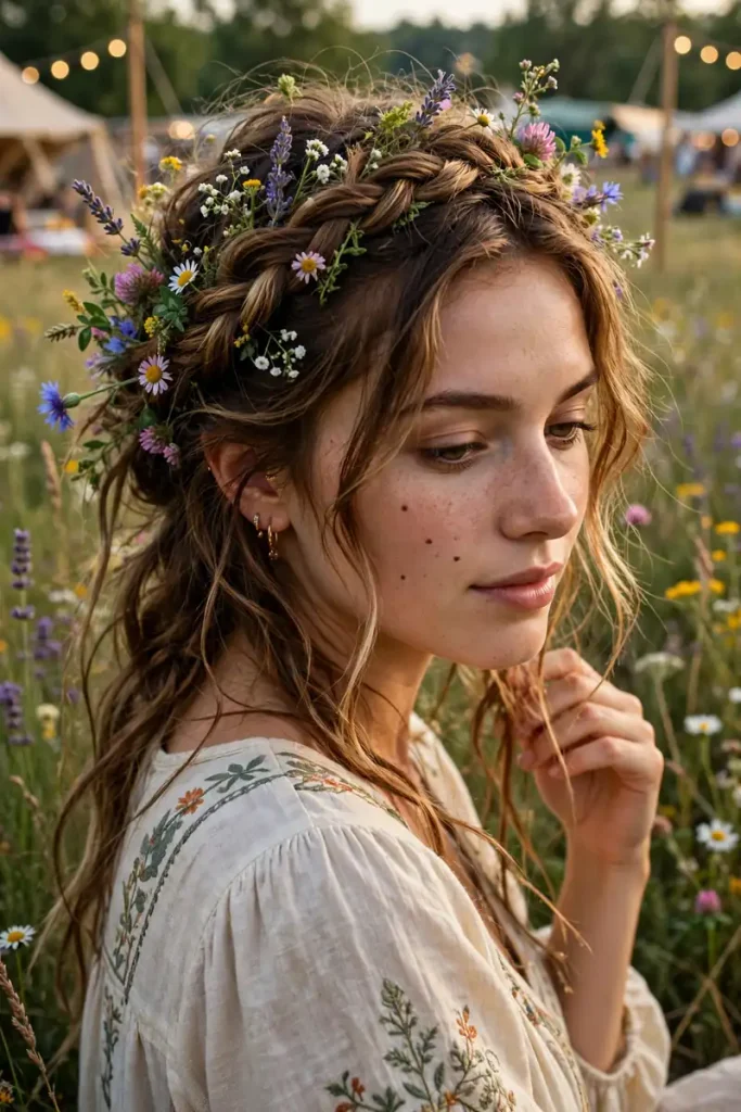 15 Concert Hairstyle Ideas for Every Music Genre 14 concert 13 undone braided crown