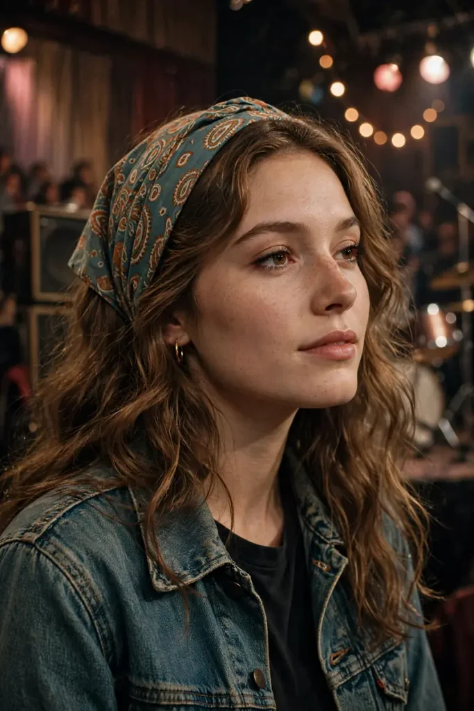 15 Concert Hairstyle Ideas for Every Music Genre 15 concert 14 loose waves headscarf