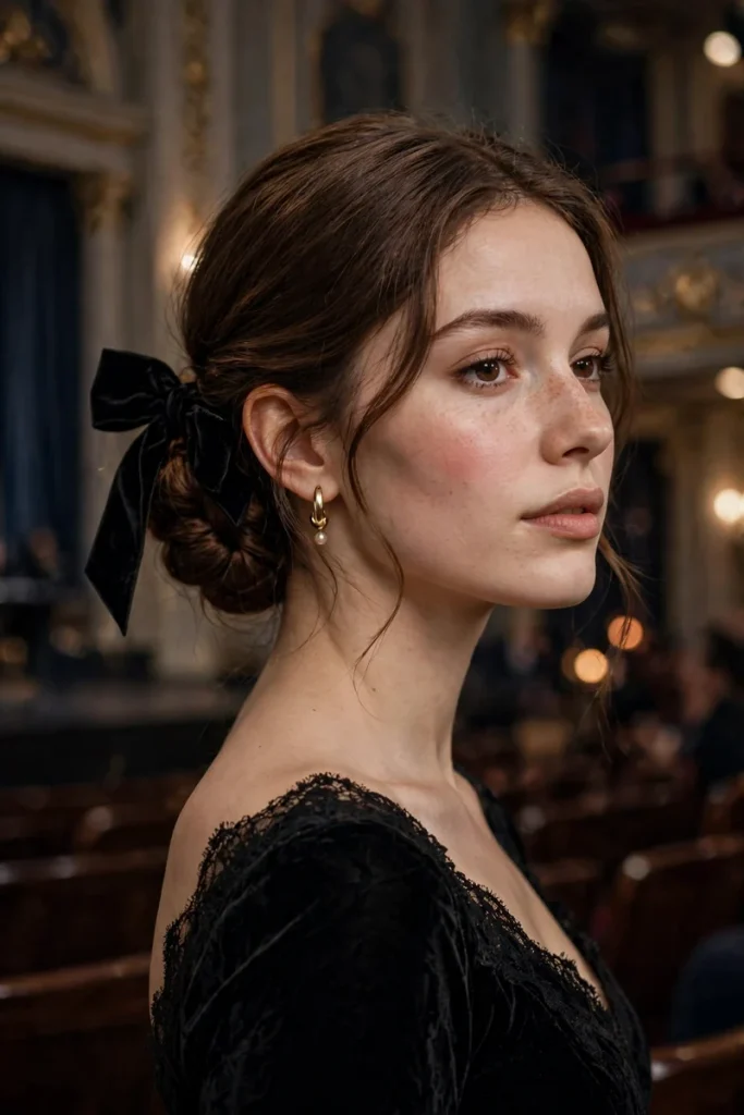 15 Concert Hairstyle Ideas for Every Music Genre 16 concert 15 low chignon velvet bow