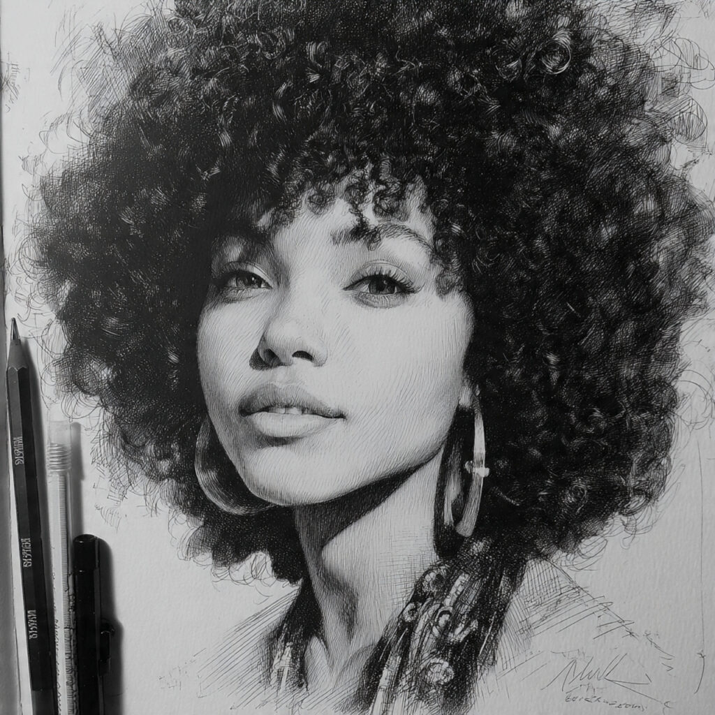 15 Hairstyles Drawing Ideas That Will Instantly Upgrade Your Sketch Game (Yes, Even If You’re Lazy) 10 curly afro volume for hairstyles drawing ideas