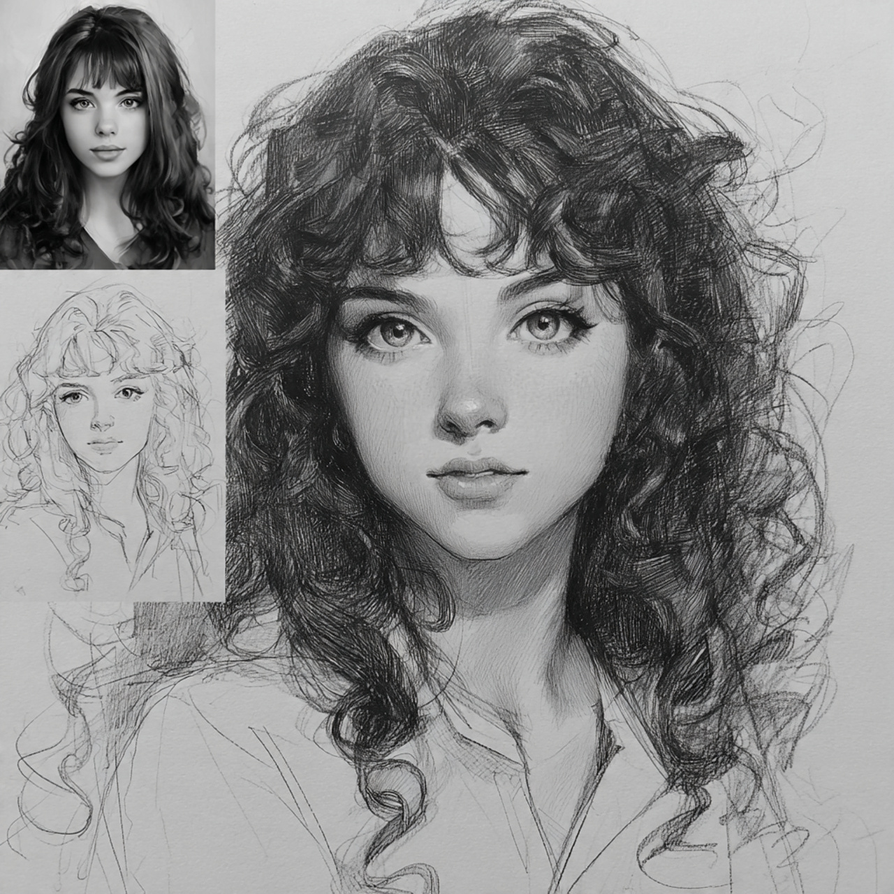 15 Curly Hairstyles Drawing Ideas That Will Make Your Sketchbook Look Instantly Cooler 13 Curly Bangs + Long Hair