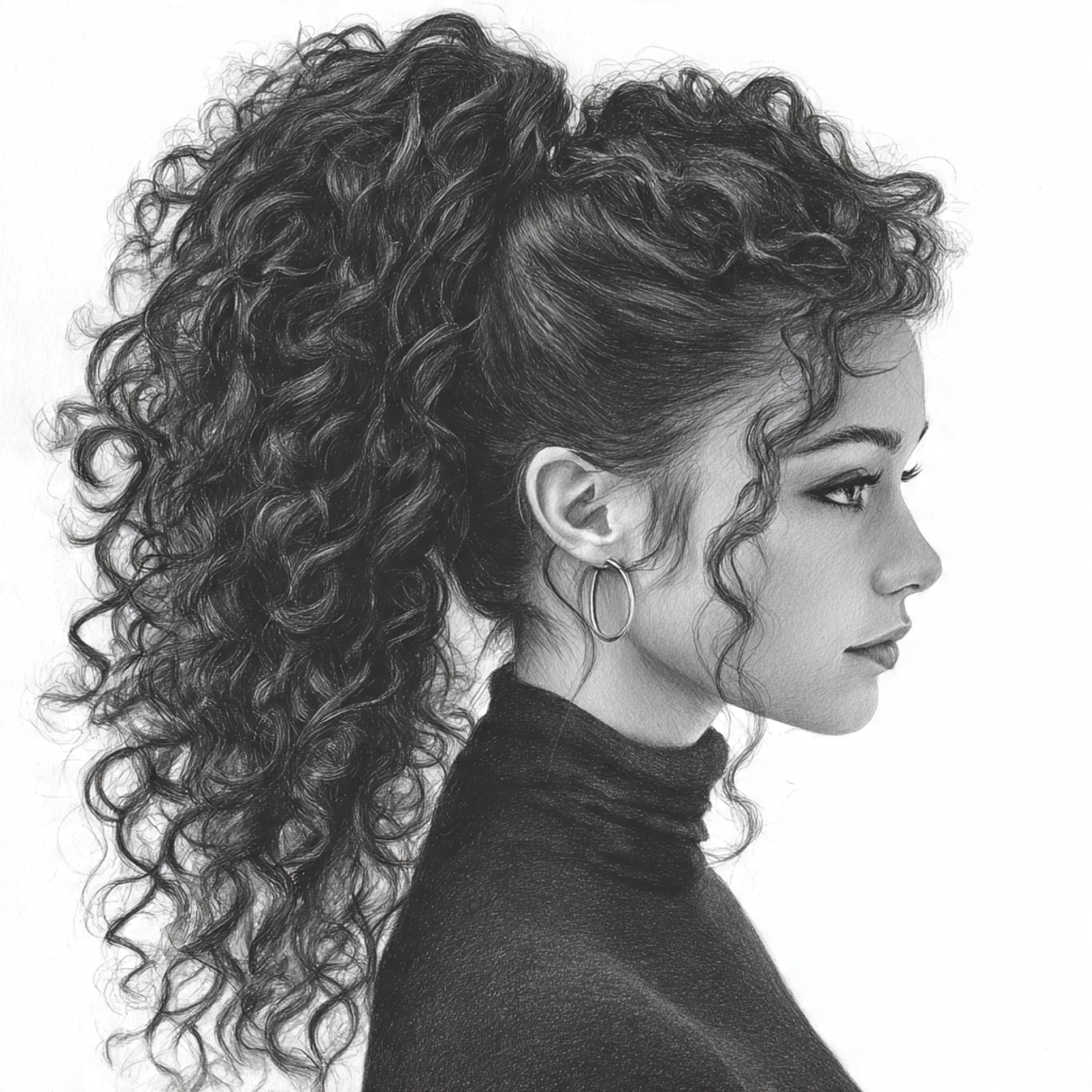 15 Curly Hairstyles Drawing Ideas That Will Make Your Sketchbook Look Instantly Cooler 15 Curly Low Ponytail