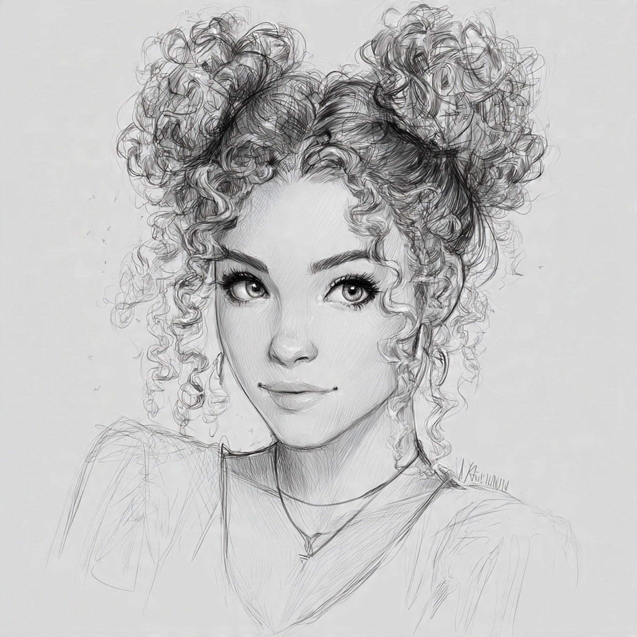 15 Curly Hairstyles Drawing Ideas That Will Make Your Sketchbook Look Instantly Cooler 9 Curly Space Buns