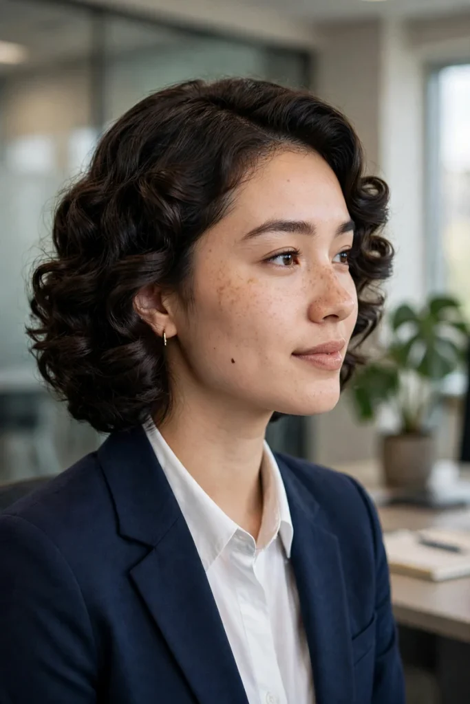 16 Curly Hairstyles for Work, Shaped by Things Actually Said in Office Bathrooms 15 curlywork 14 structured inoffice only