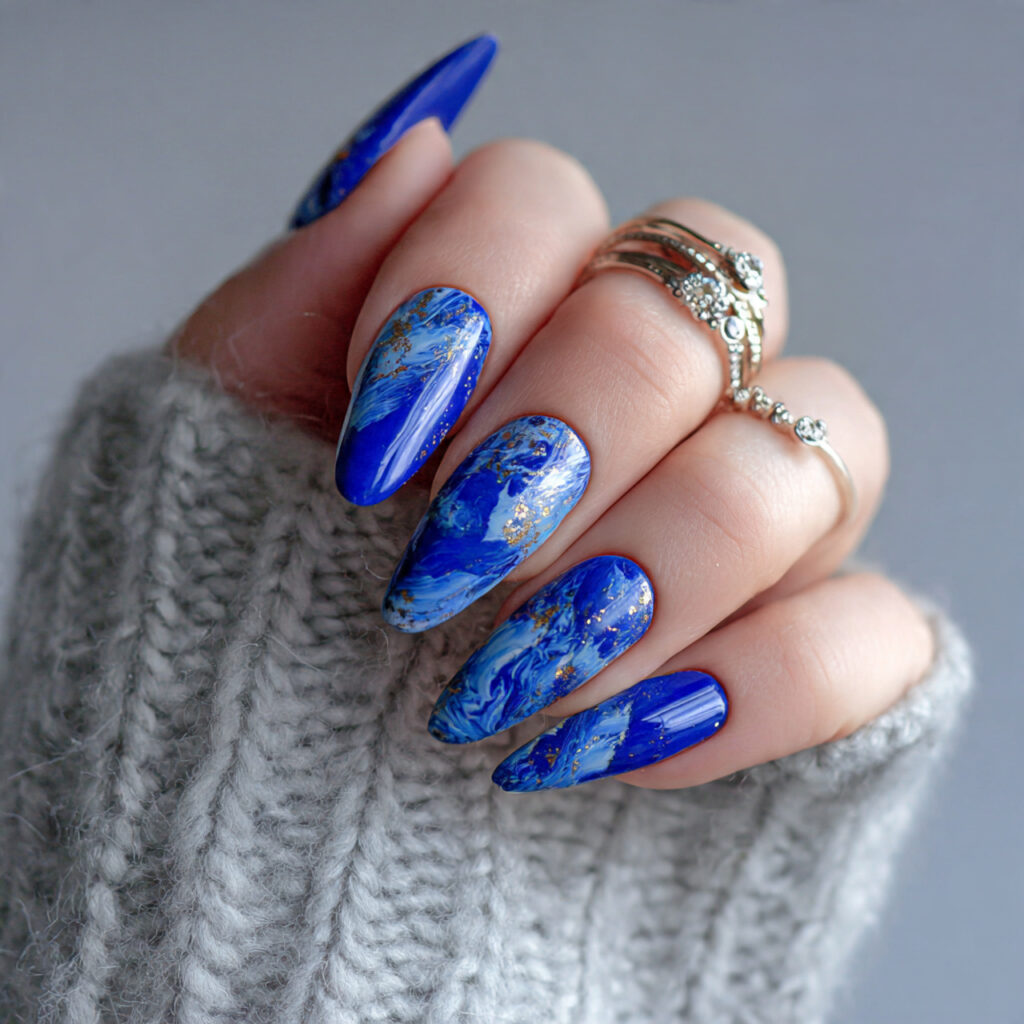 15 Blue Summer Nails That Are Giving Main Character Energy 4 electric blue statement nails