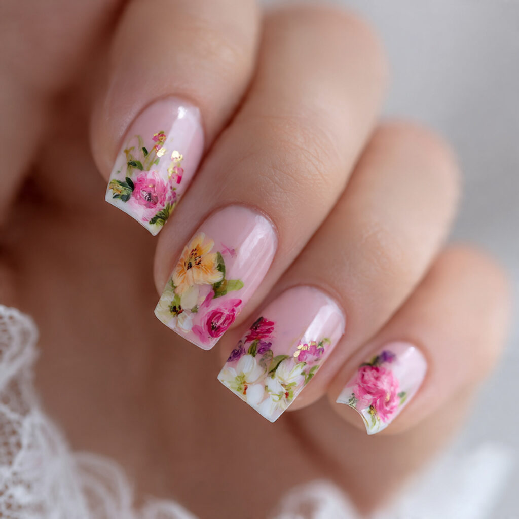 14 Summer Nails Square Ideas That Are So Chic, You’ll Want Them All 8 floral accent square nails