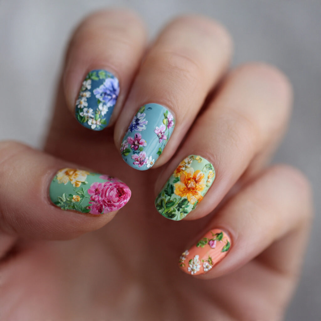 16 Summer Nails for Kids That Are So Cute You’ll Want Them Too 16 floral garden nails