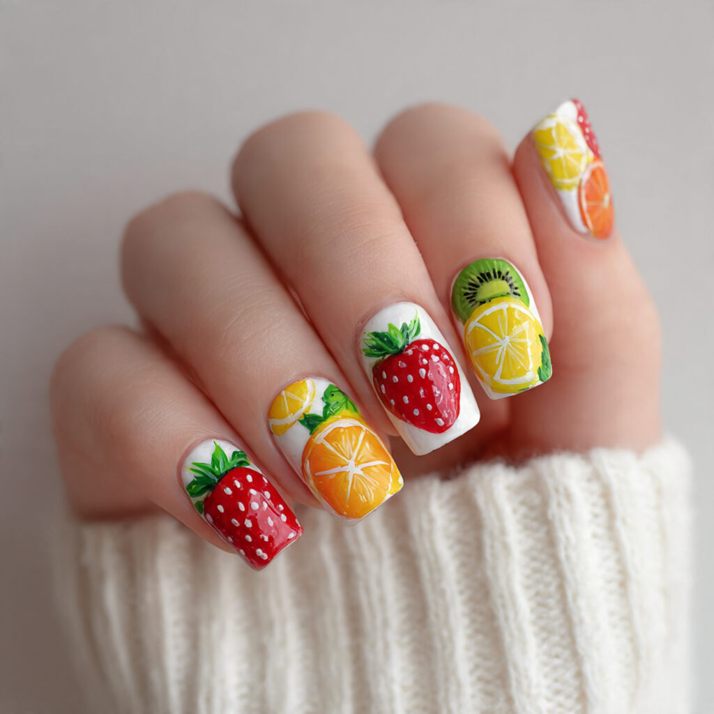 14 Summer Nails Square Ideas That Are So Chic, You’ll Want Them All 14 fruit mix square nails