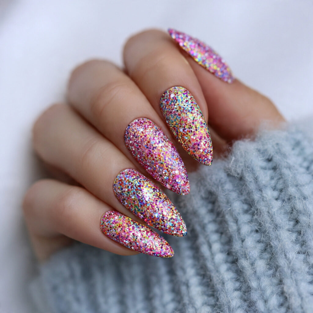 16 Summer Nails for Kids That Are So Cute You’ll Want Them Too 6 glitter explosion nails