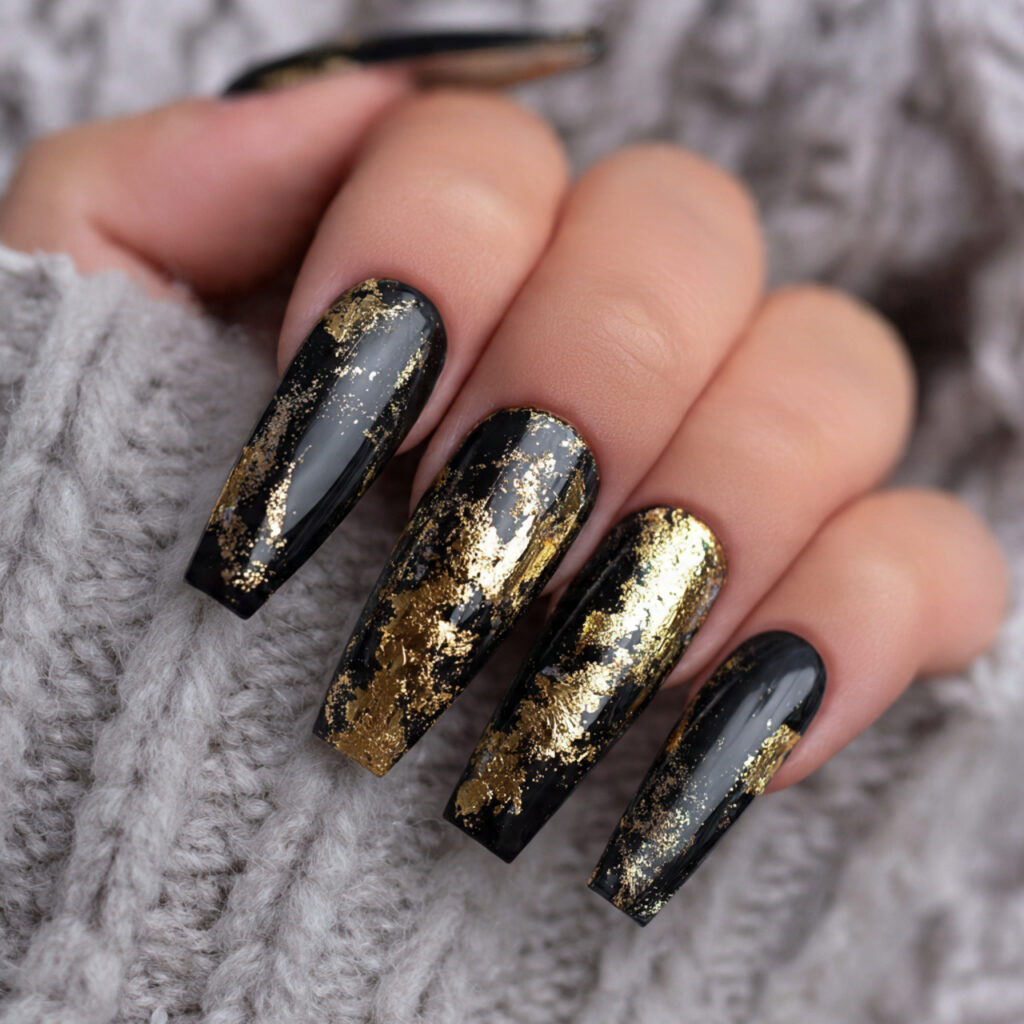 18 Long Summer Nails That Will Have You Booking a Salon Appointment ASAP 13 gold foil accent long nails