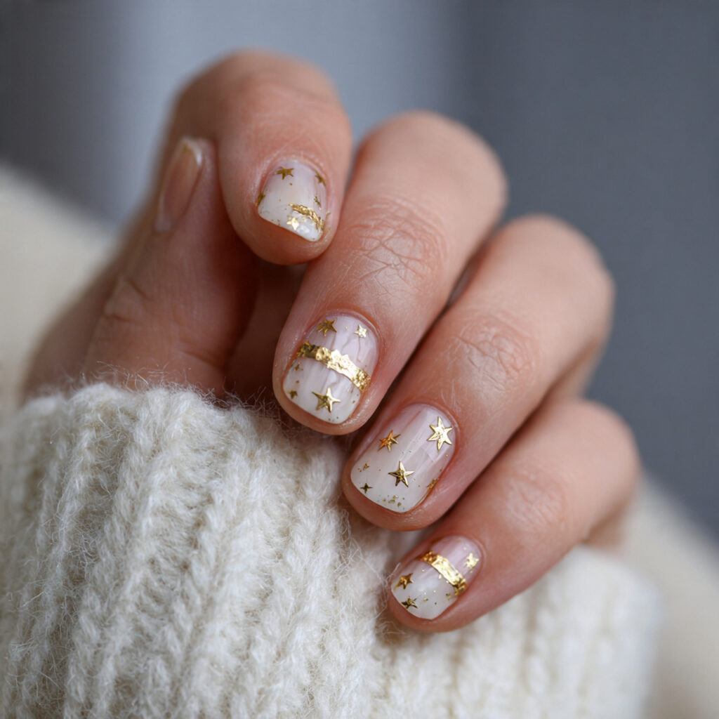 17 Gold Summer Nails That Scream “Main Character Energy” (Because Basic Just Isn’t It) 16 gold star detail nails