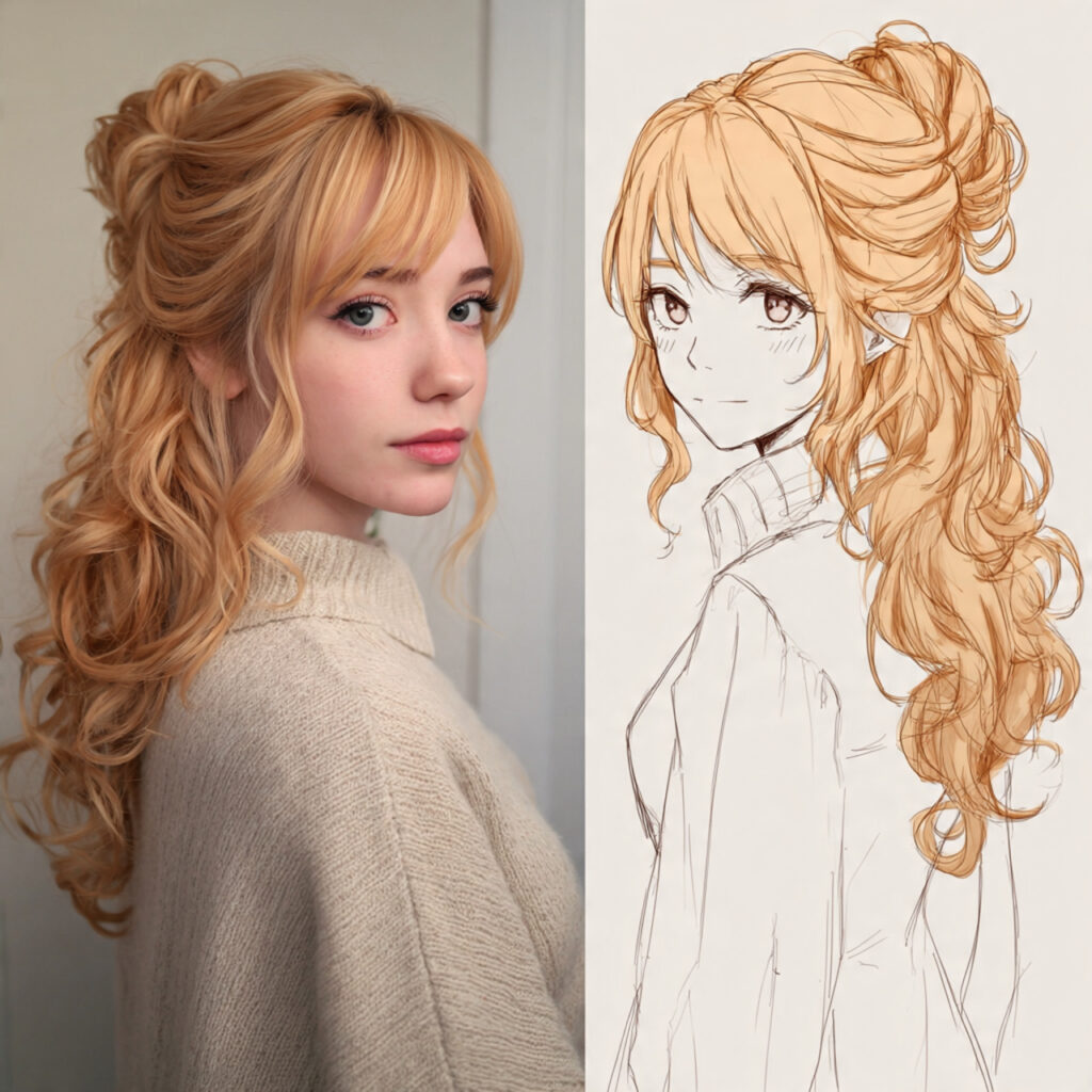 13 Anime Hairstyle Ideas That Will Instantly Upgrade Your Look (Main Character Energy Only) 13 half up half down with volume for anime hairstyle
