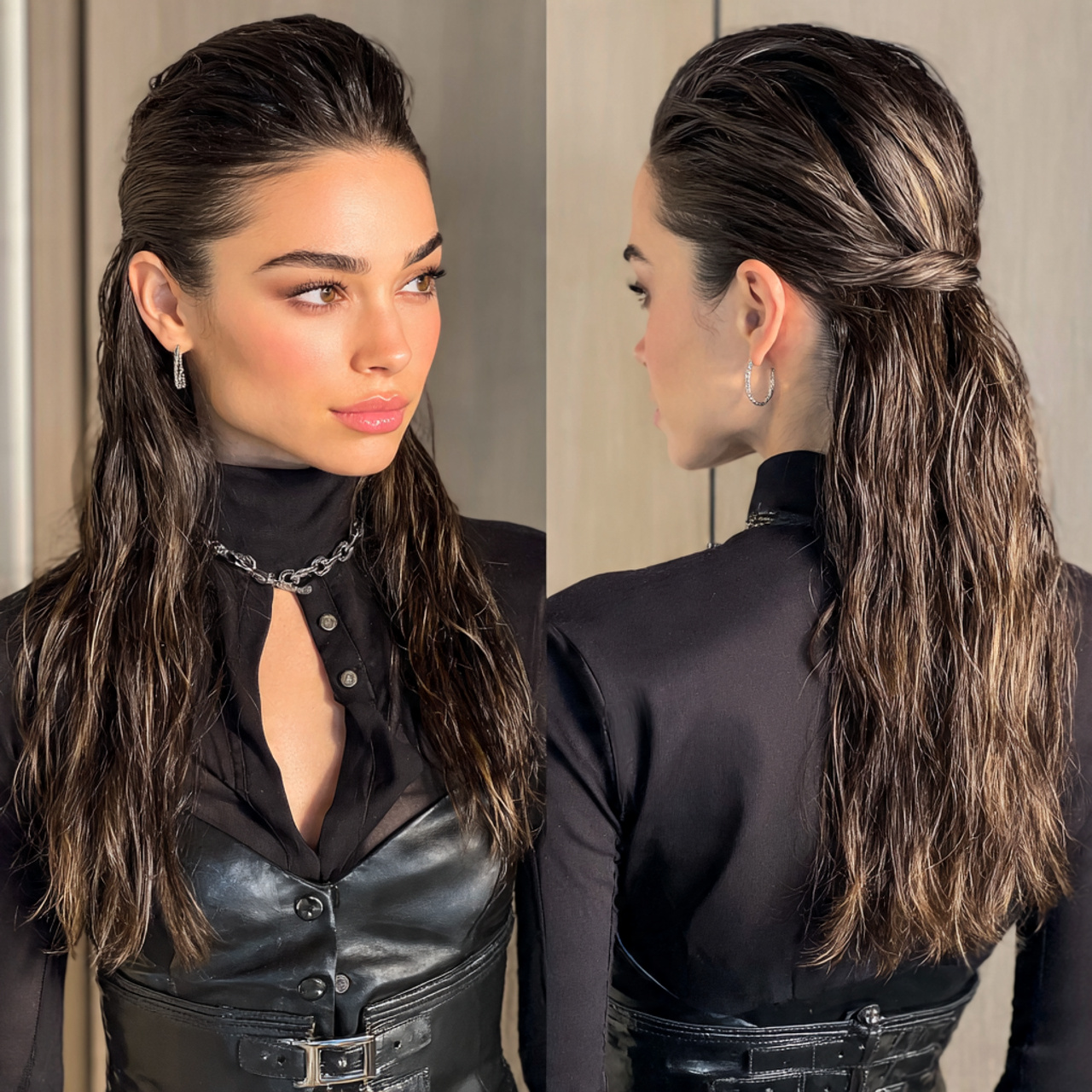 17 Slick Back Curly Hairstyles That Will Instantly Upgrade Your Look (Effortless Chic Alert) 5 Half-Up Slick Back Style