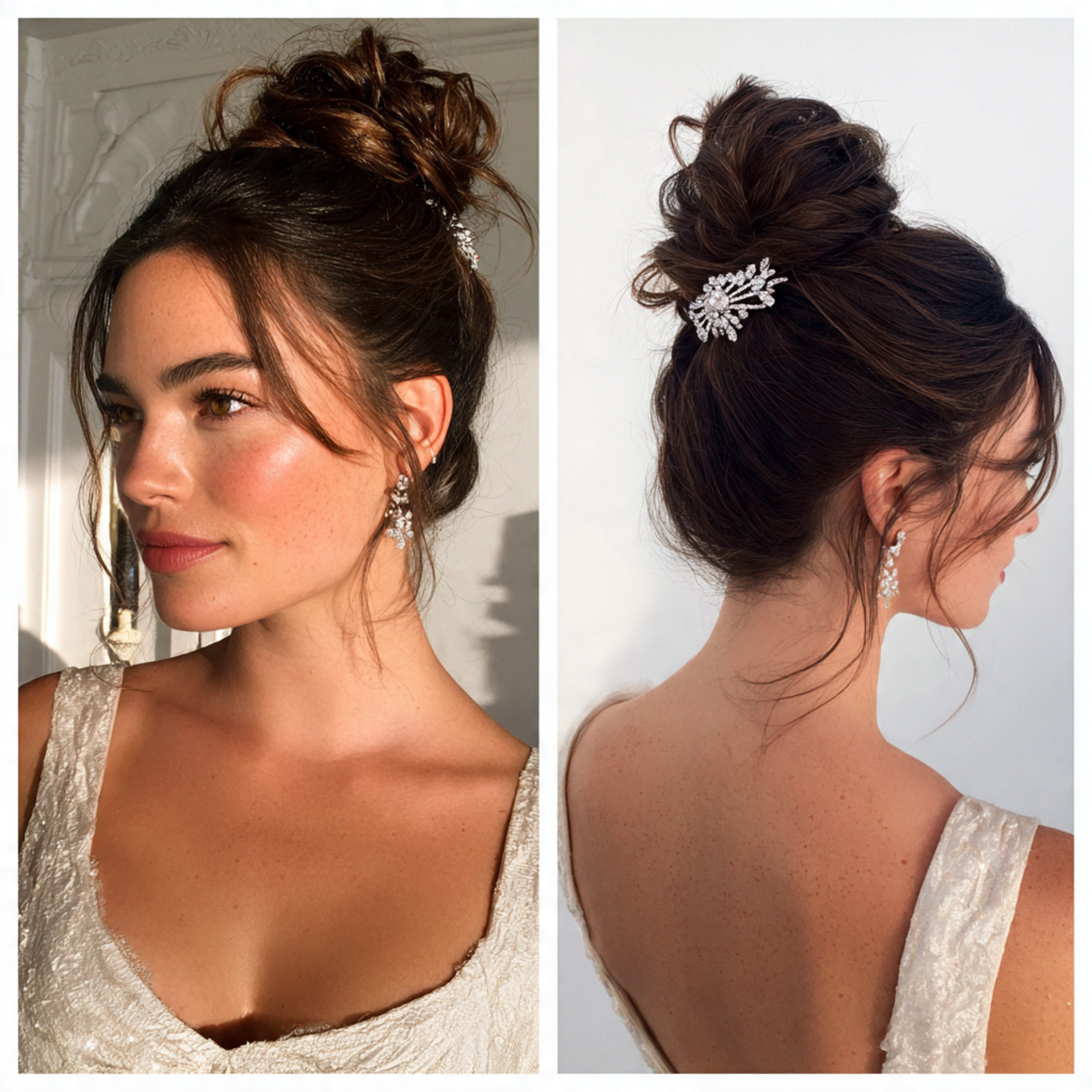 16 Flower Girl Hairstyle Ideas That Are Straight-Up Adorable (and Actually Easy to Do) 9 High Bun with Sparkly Pins