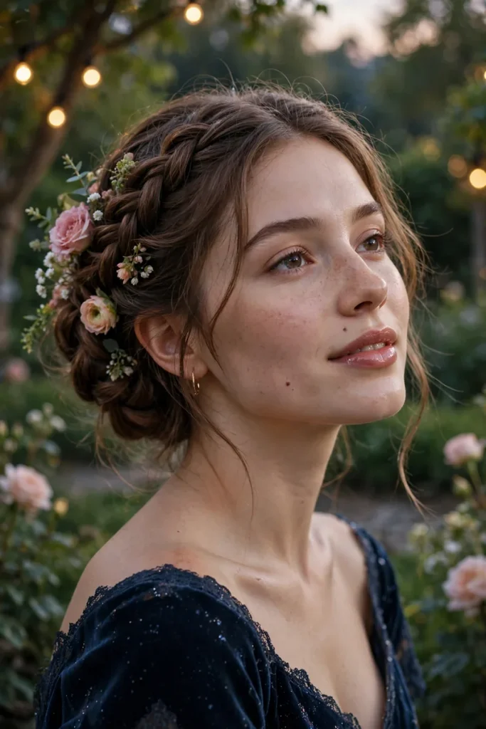 14 Homecoming Hairstyles Ideas Matched to Your Dress Vibe 8 homecoming 07 braided updo flowers