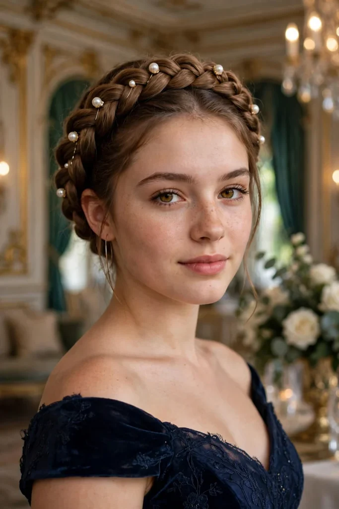 14 Homecoming Hairstyles Ideas Matched to Your Dress Vibe 10 homecoming 09 crown braid pearl