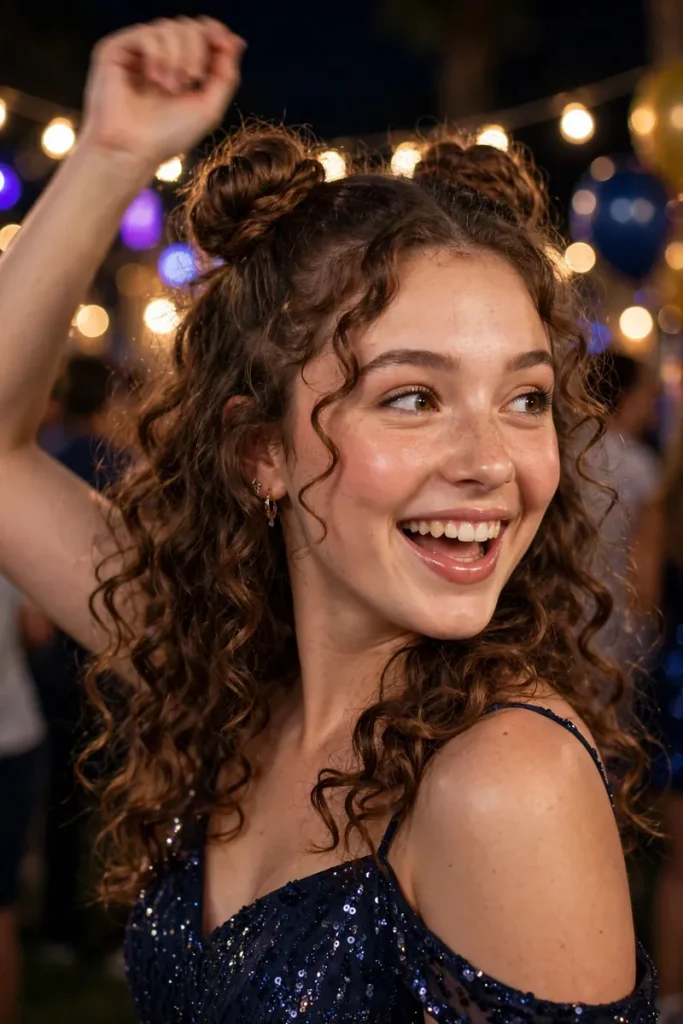 14 Homecoming Hairstyles Ideas Matched to Your Dress Vibe 15 homecoming 14 halfup space buns curls
