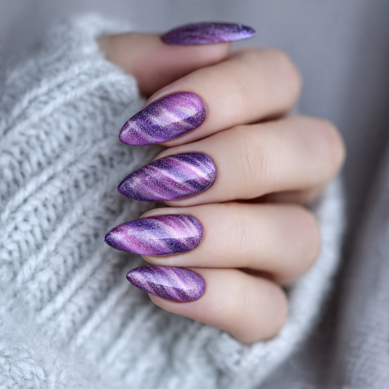 15 Cat Eye Summer Nails That Will Make Your Hands Look Expensive (Without Even Trying) 7 lavender cat eye dream nails