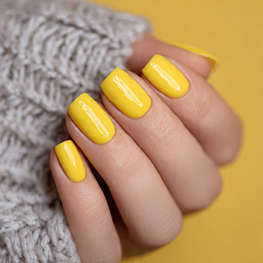 16 Short Summer Nails That Are So Cute, You’ll Want to Screenshot Every Single One 5 lemon yellow short nails