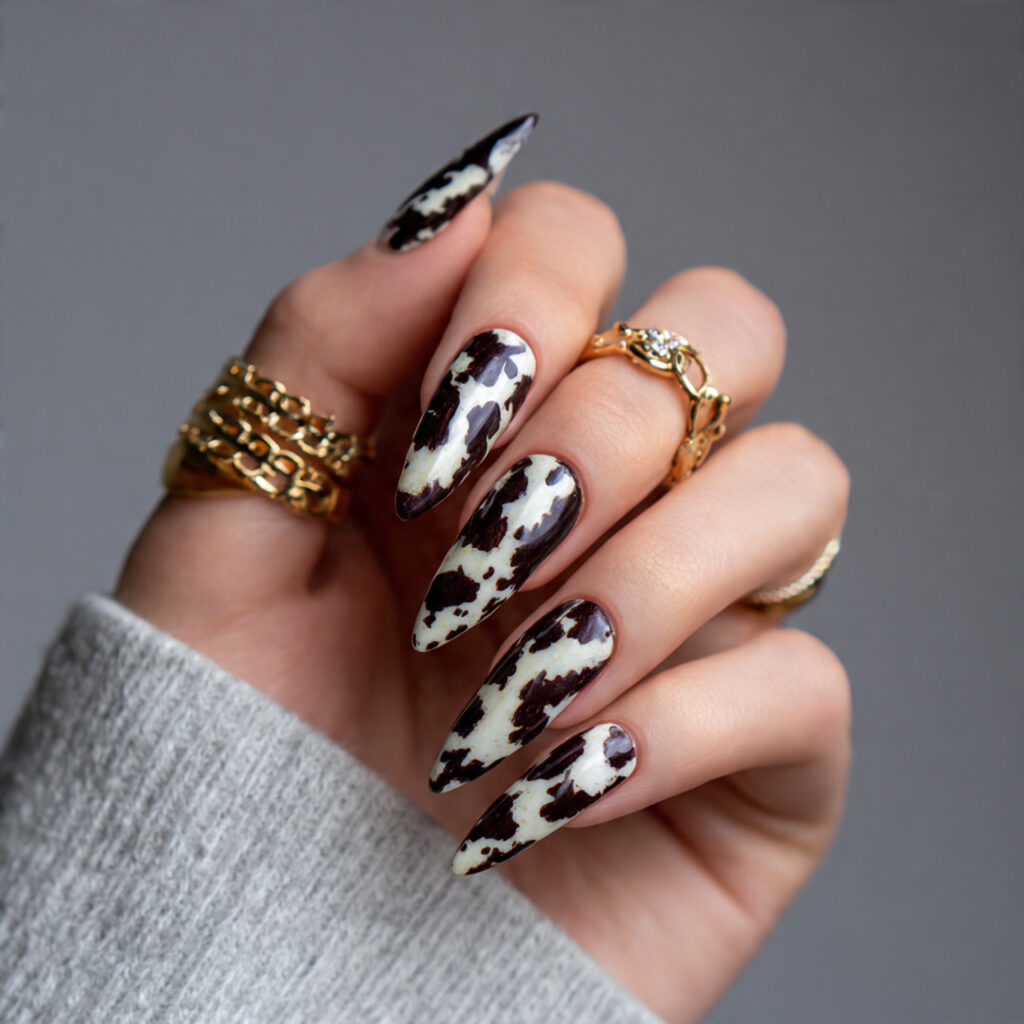 18 Long Summer Nails That Will Have You Booking a Salon Appointment ASAP 15 long cow print nails