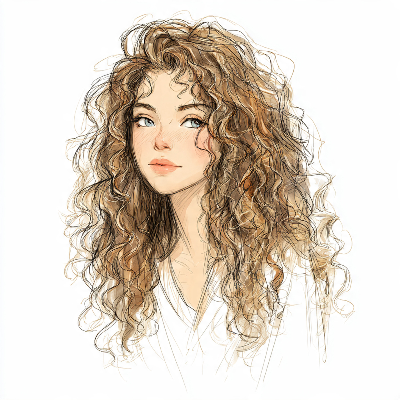 15 Curly Hairstyles Drawing Ideas That Will Make Your Sketchbook Look Instantly Cooler 8 Loose Beachy Curls