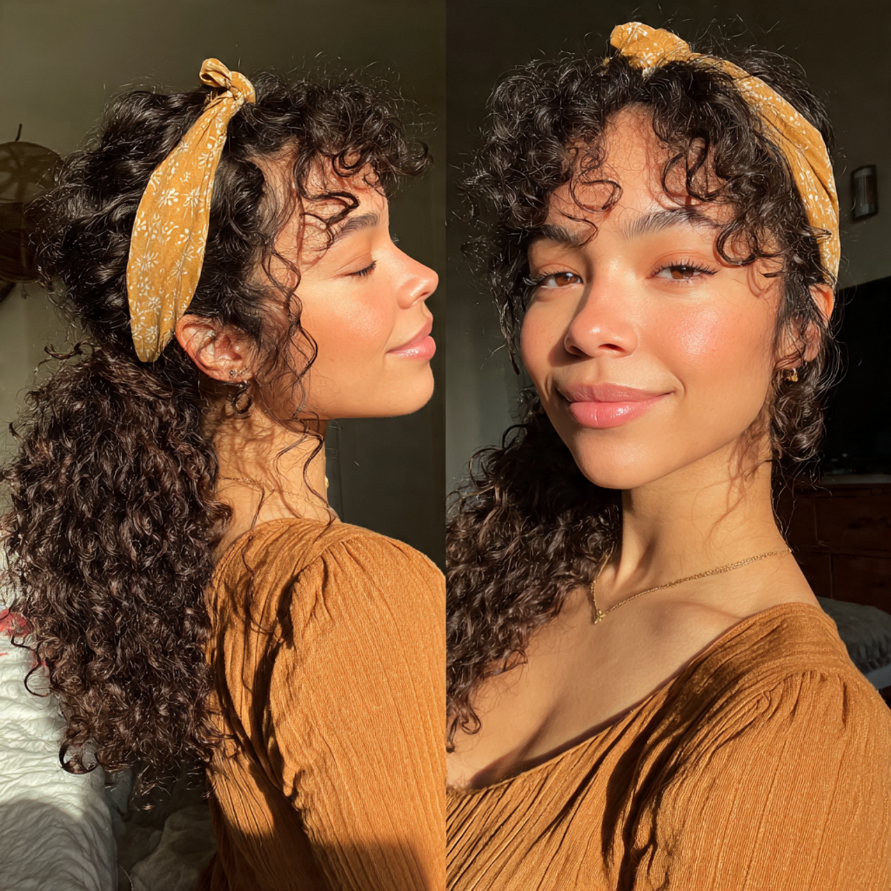14 Curly Hairstyles with Headbands That Will Instantly Upgrade Your Look (Zero Effort, All Style) 7 Low Curly Ponytail + Knotted Headband