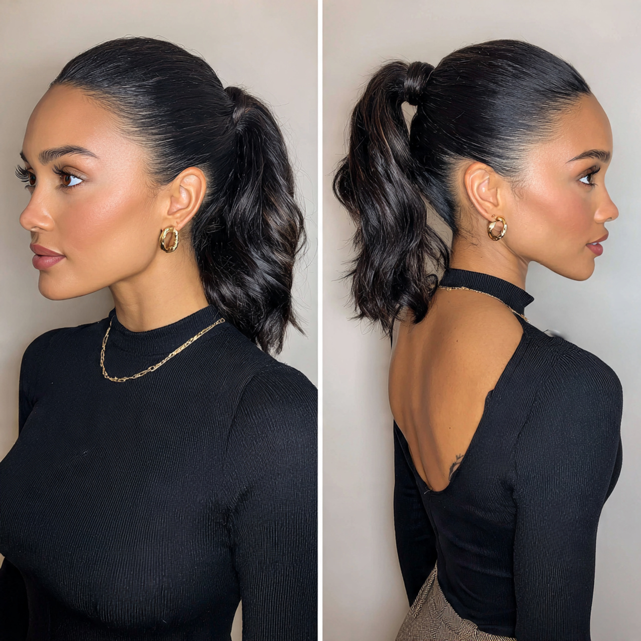 17 Slick Back Curly Hairstyles That Will Instantly Upgrade Your Look (Effortless Chic Alert) 10 Low Ponytail with Defined Edges