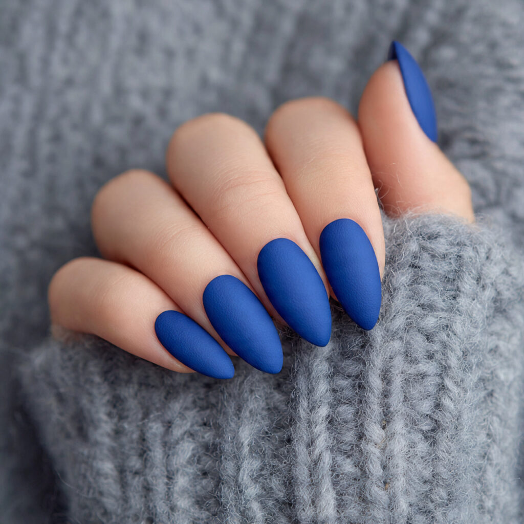 15 Blue Summer Nails That Are Giving Main Character Energy 11 matte blue nails