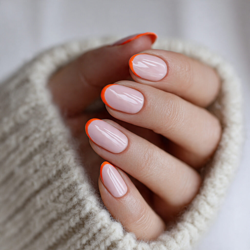 14 Summer Nails Pink and Orange Ideas That Are Literally Too Cute to Ignore 15 minimal pink nails with orange line art