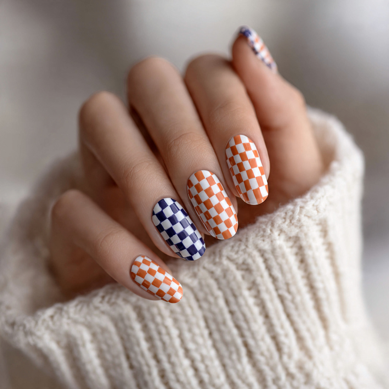 14 Checkered Summer Nails That Are So Cute, You’ll Want a New Mani Every Week 7 mismatched checkered nails