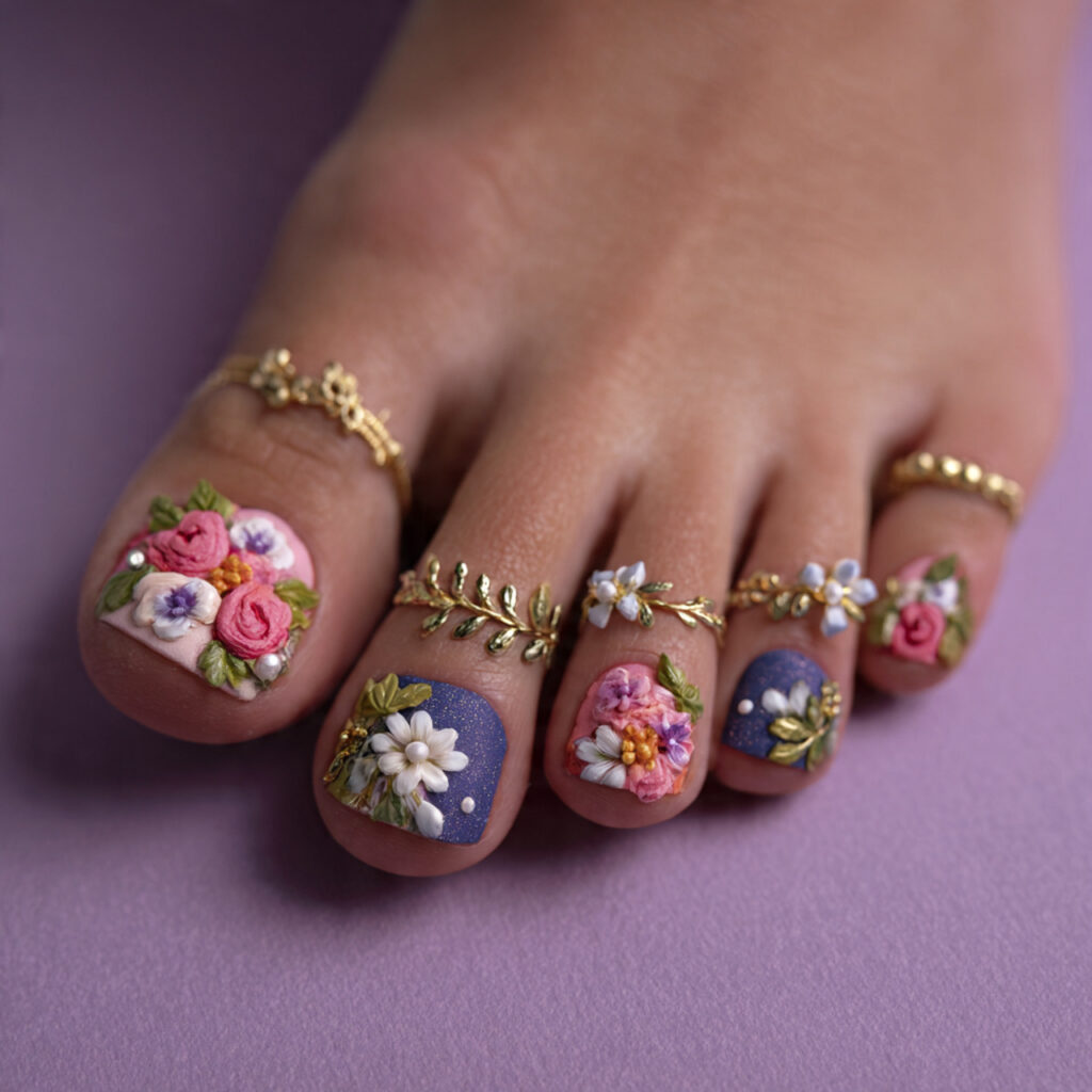 15 Summer Toe Nails That’ll Instantly Upgrade Your Vibe (Yes, Even in Flip-Flops) 16 mix match designs toe nails