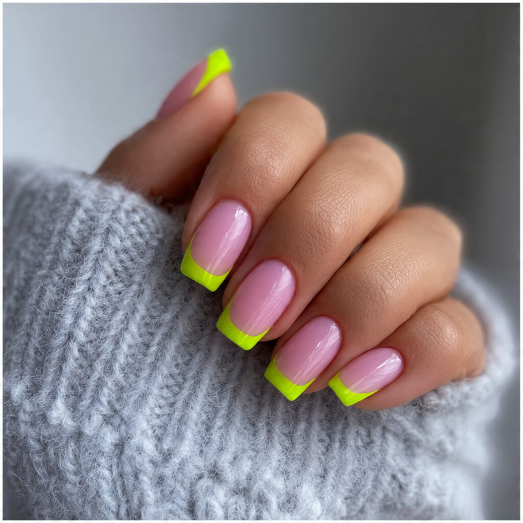 14 Summer Nails Square Ideas That Are So Chic, You’ll Want Them All 3 neon french tip square nails