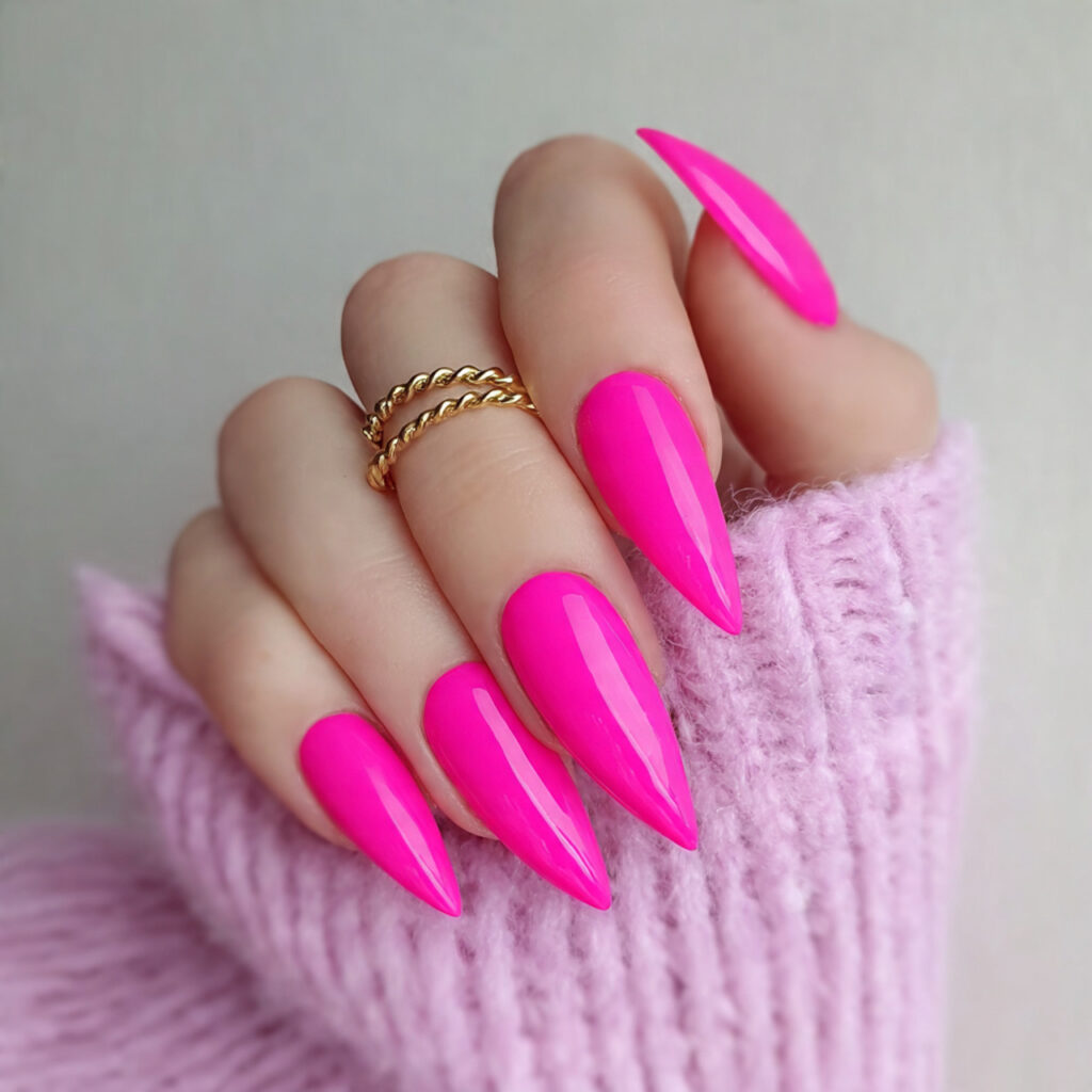 18 Long Summer Nails That Will Have You Booking a Salon Appointment ASAP 3 neon pink stiletto long nails