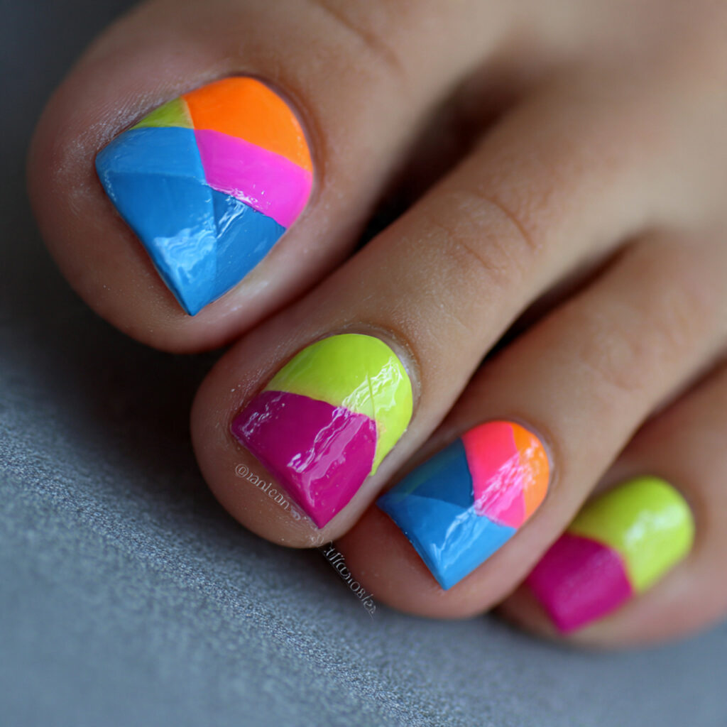 15 Summer Toe Nails That’ll Instantly Upgrade Your Vibe (Yes, Even in Flip-Flops) 3 neon pop colors toe nails