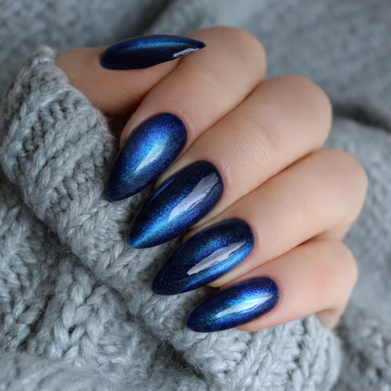 15 Cat Eye Summer Nails That Will Make Your Hands Look Expensive (Without Even Trying) 2 ocean blue cat eye nails