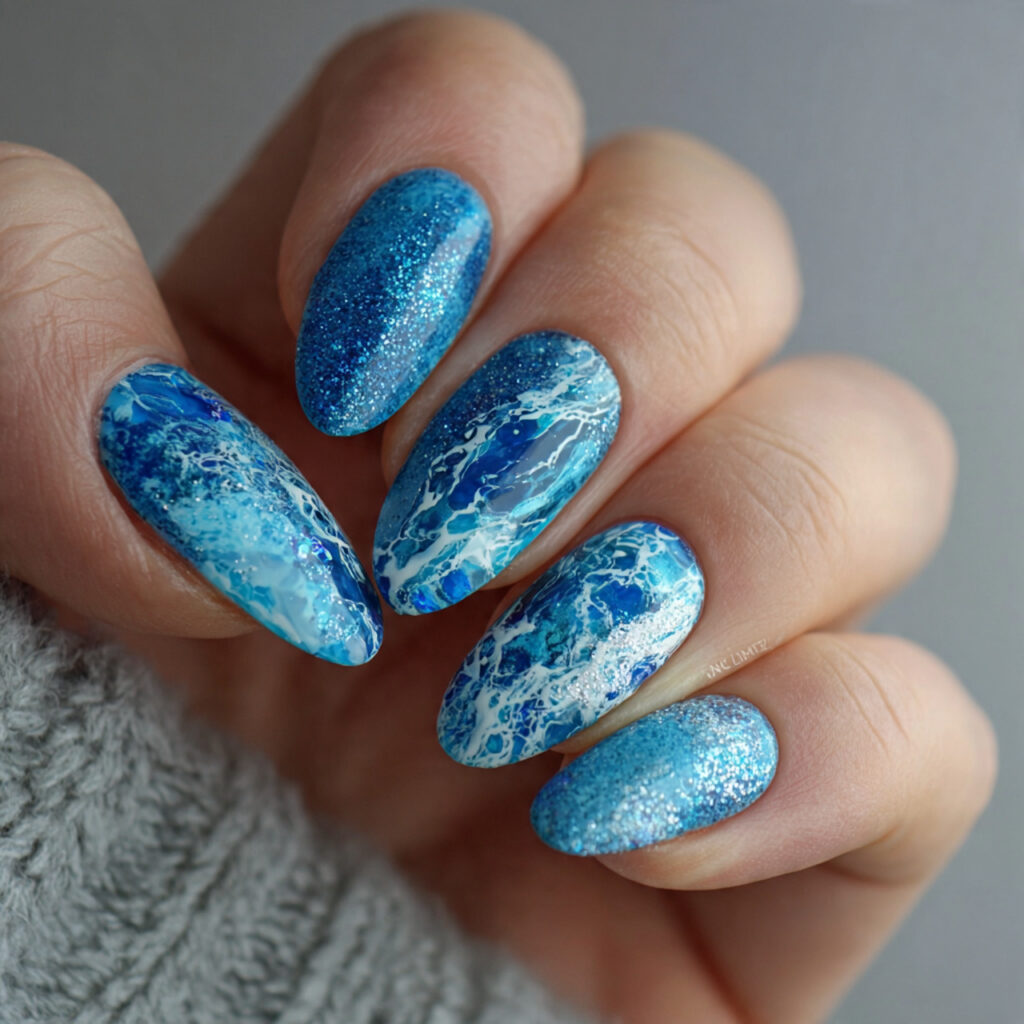 13 Simple Summer Nails That’ll Make You Feel Instantly Put-Together (Even If You’re in Flip-Flops) 11 ocean blue nails