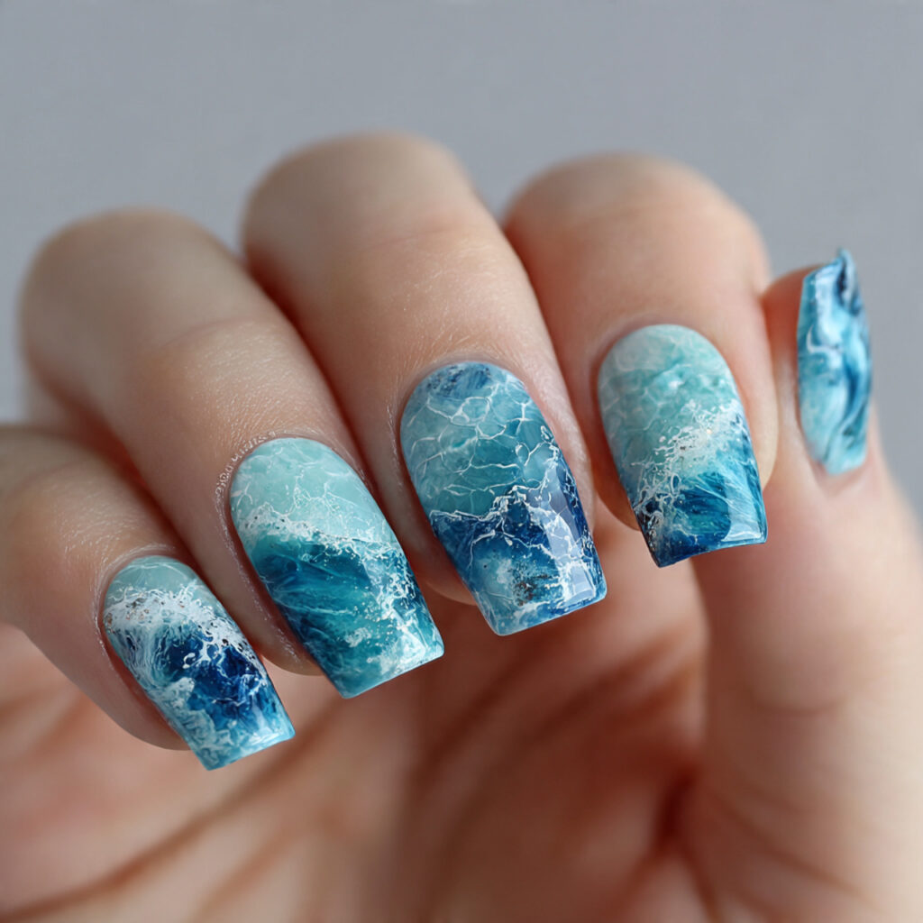 14 Summer Almond Nails That Are So Cute You’ll Want a New Set Every Week 15 ocean inspired nails