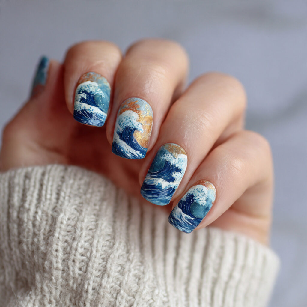 16 Summer Nails for Kids That Are So Cute You’ll Want Them Too 7 ocean wave nails