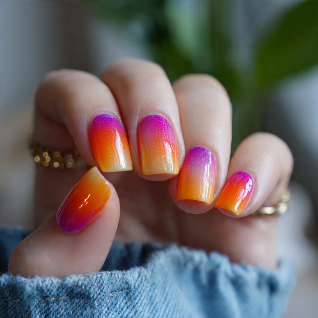 14 Summer Nails Square Ideas That Are So Chic, You’ll Want Them All 10 ombre sunset square nails