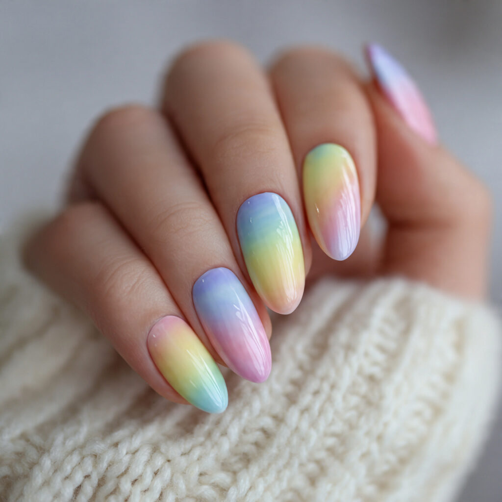 13 Simple Summer Nails That’ll Make You Feel Instantly Put-Together (Even If You’re in Flip-Flops) 6 pastel rainbow nails