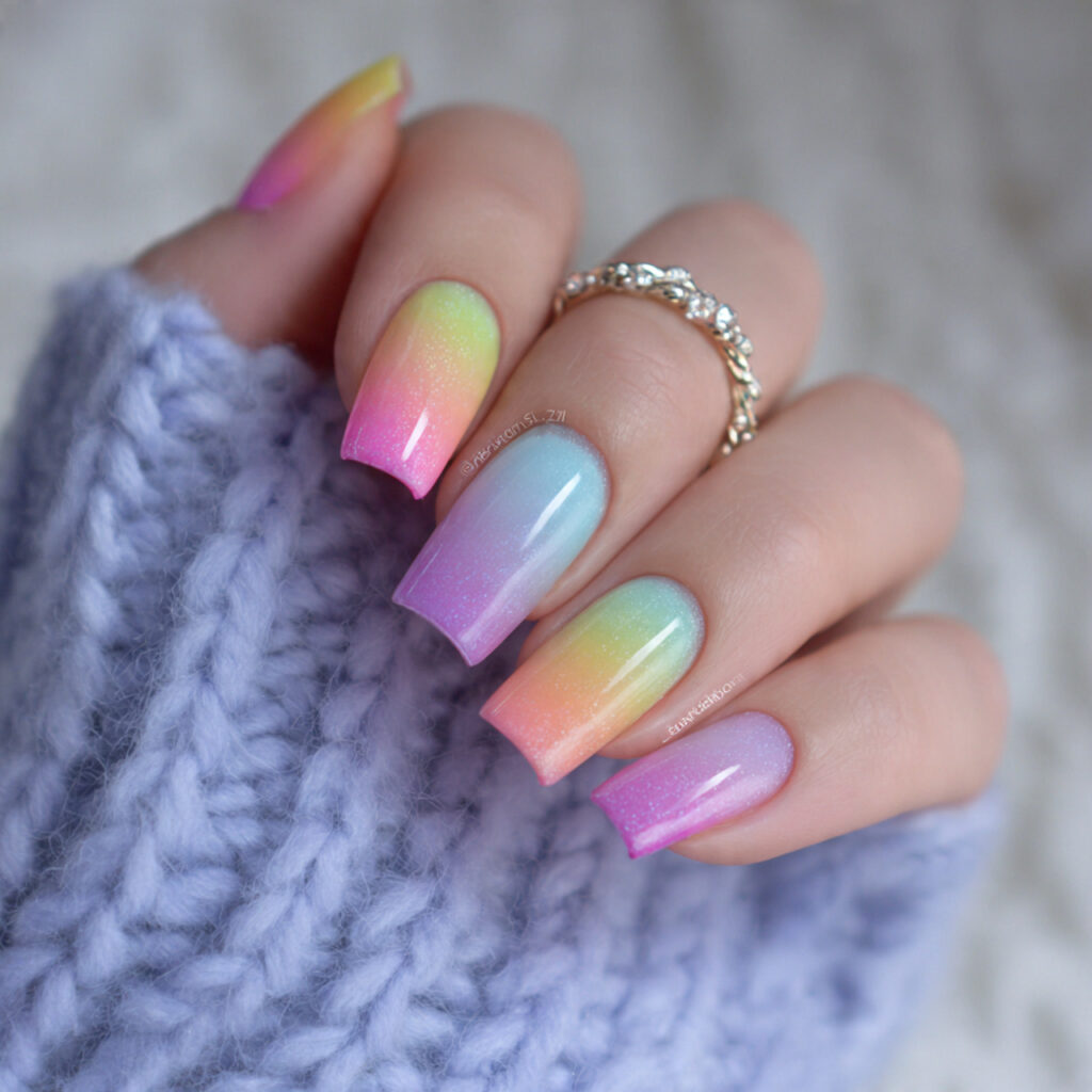 14 Summer Nails Square Ideas That Are So Chic, You’ll Want Them All 4 pastel rainbow square nails