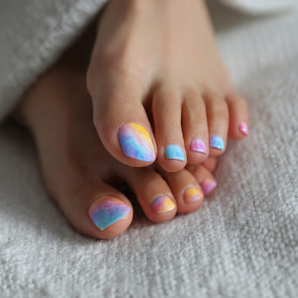 15 Summer Toe Nails That’ll Instantly Upgrade Your Vibe (Yes, Even in Flip-Flops) 4 pastel rainbow toes nail