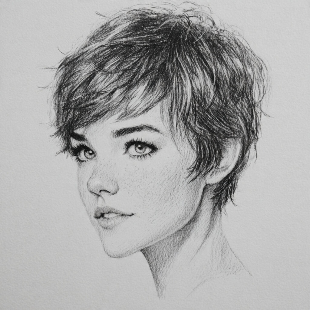 15 Hairstyles Drawing Ideas That Will Instantly Upgrade Your Sketch Game (Yes, Even If You’re Lazy) 13 pixie cut texture for hairstyles drawing ideas